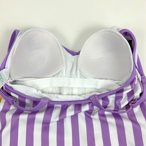 Kona Sol Woman’s Plus Size Purple Striped Fully Lined for Support One Pi… - Picture 9 of 9